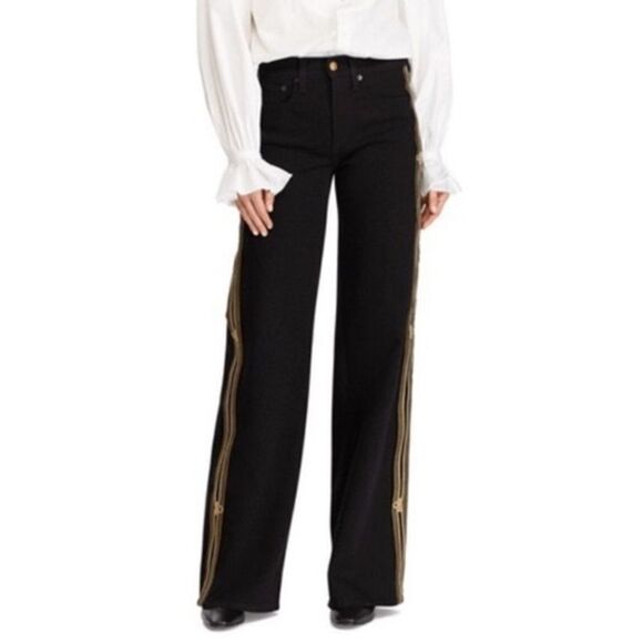 NWT Polo Ralph Lauren Gold & Black Wide Leg Black Jeans 26W - Picture 3 of 14
